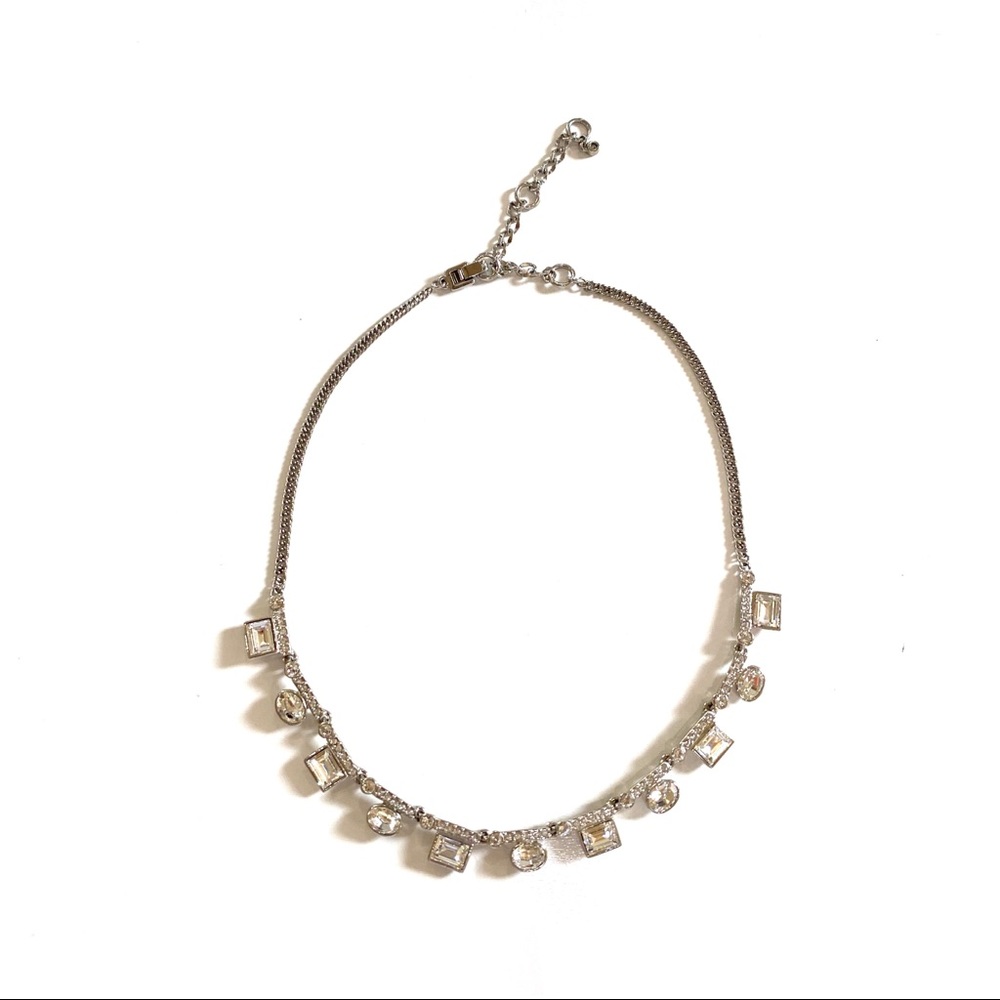 Givenchy Silver Bezel Set Stone Statement Necklace